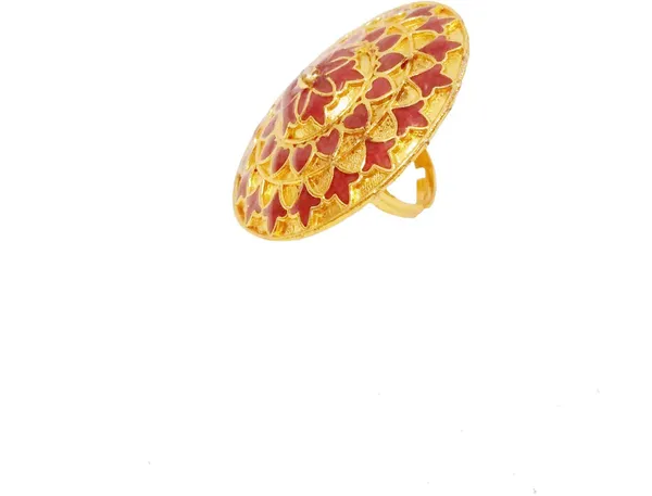 (Pack_Of_2)_Assamese_Traditional_Gold_Plated_Red_Meenakari_Finger_Ring_For_Girls_&_Women